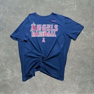 ☀️ Nike Los Angeles Angels MLB Baseball Graphic Tee Mens Size 2XL Navy Blue